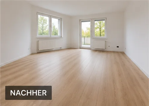 Raum nach der Bodenverlegung mit modernem Laminat in Duisburg