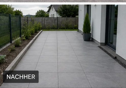 Moderne Terrasse nach dem Verlegen von Terrassenplatten in Duisburg